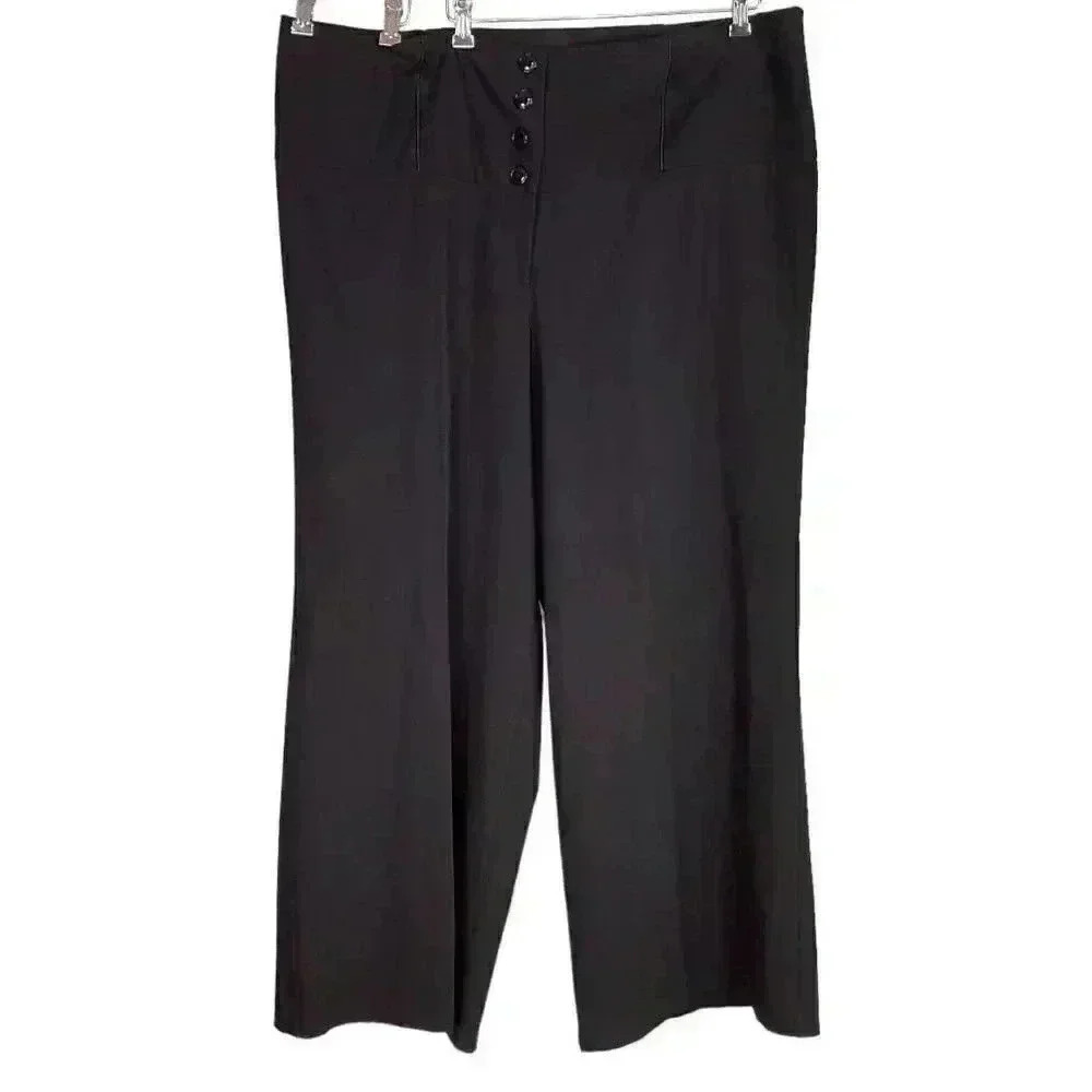 Torrid Women 20W Wide Leg Dress Trouser Pants Black Polyester Blend Corset Back